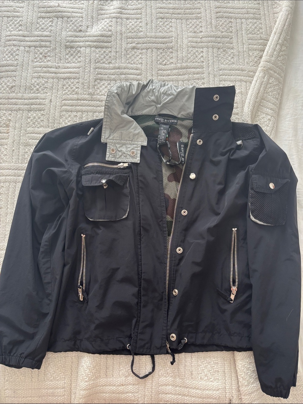 Buffalo David Bitton Black Windbreaker Jacket with Silver Accents